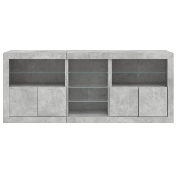 Aparador com luzes LED 181,5x37x67 cm cinzento cimento - Image 5
