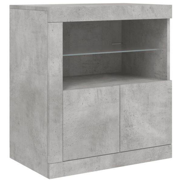 Aparador com luzes LED 181,5x37x67 cm cinzento cimento - Image 8