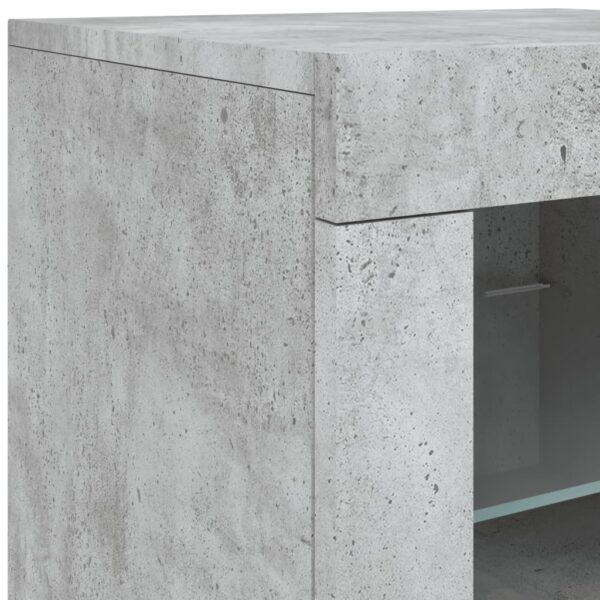 Aparador com luzes LED 181,5x37x67 cm cinzento cimento - Image 9
