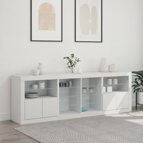 Aparador com luzes LED 202x37x67 cm branco - Image 2