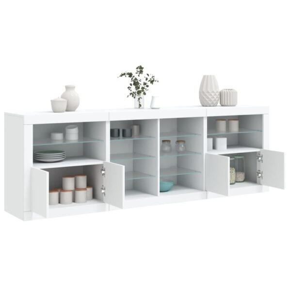 Aparador com luzes LED 202x37x67 cm branco - Image 3