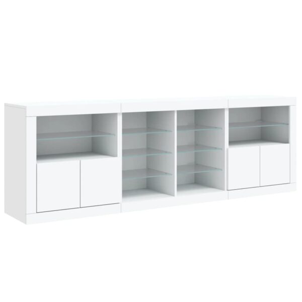 Aparador com luzes LED 202x37x67 cm branco - Image 4