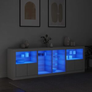 Aparador com luzes LED 202x37x67 cm branco