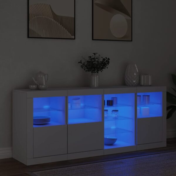 Aparador com luzes LED 164x37x67 cm branco - Image 3