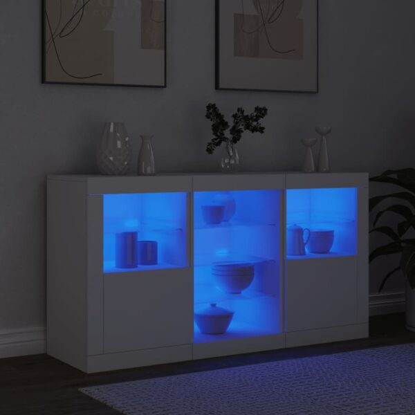 Aparador com luzes LED 123x37x67 cm branco - Image 3