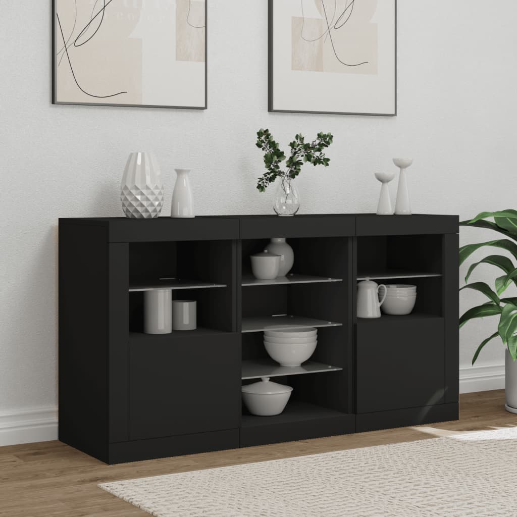 Aparador com luzes LED 123x37x67 cm preto - Image 2