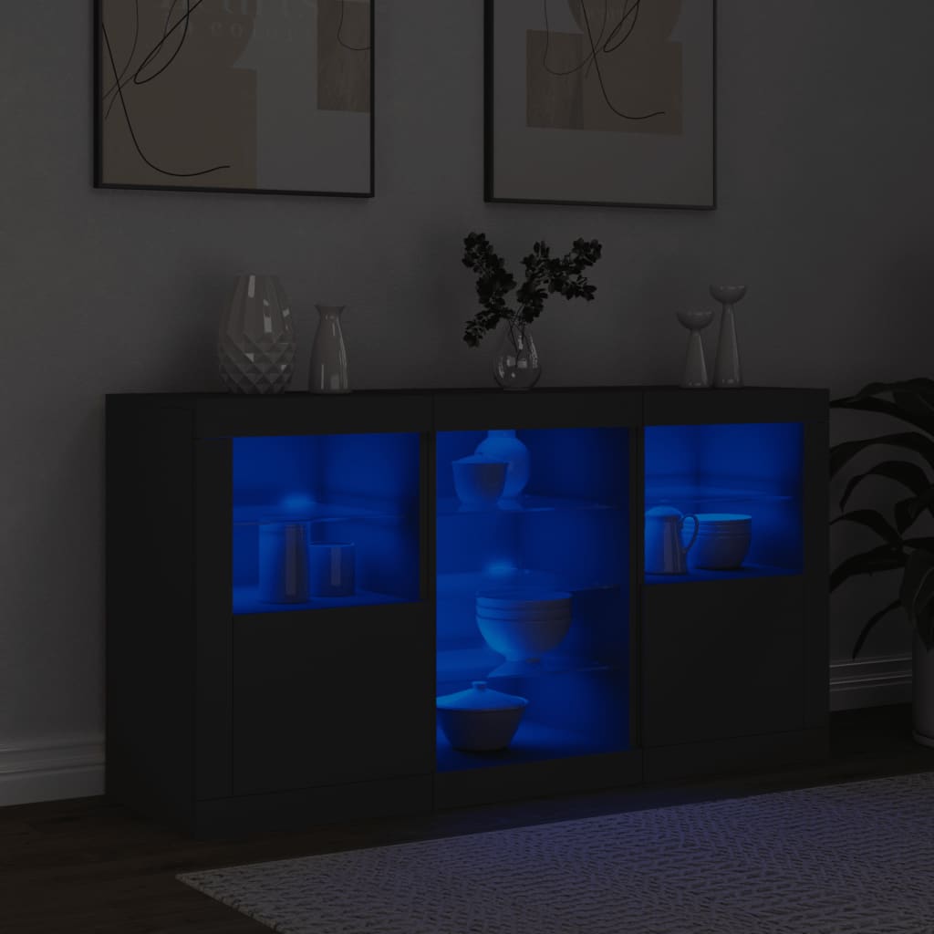 Aparador com luzes LED 123x37x67 cm preto - Image 3