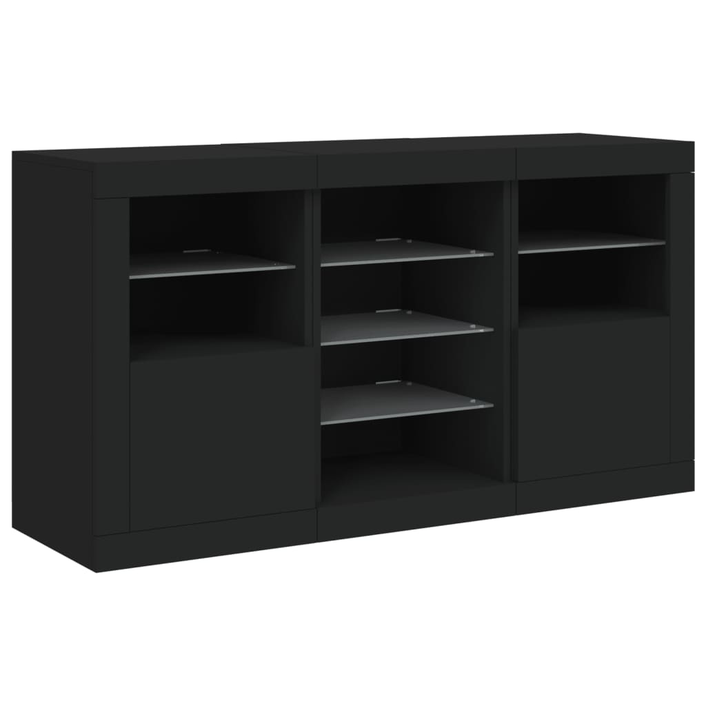 Aparador com luzes LED 123x37x67 cm preto - Image 4