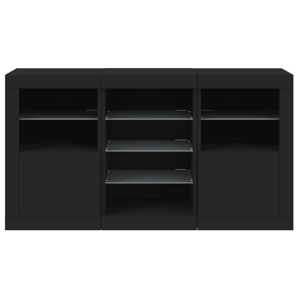 Aparador com luzes LED 123x37x67 cm preto - Image 5