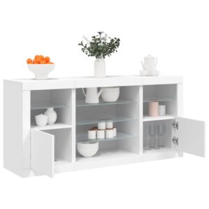 Aparador com luzes LED 142,5x37x67 cm branco