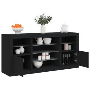 Aparador com luzes LED 142,5x37x67 cm preto