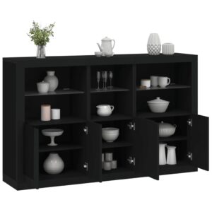 Aparador com luzes LED 162x37x100 cm preto