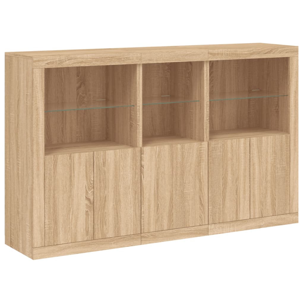 Aparador com luzes LED 162x37x100 cm carvalho sonoma - Image 2