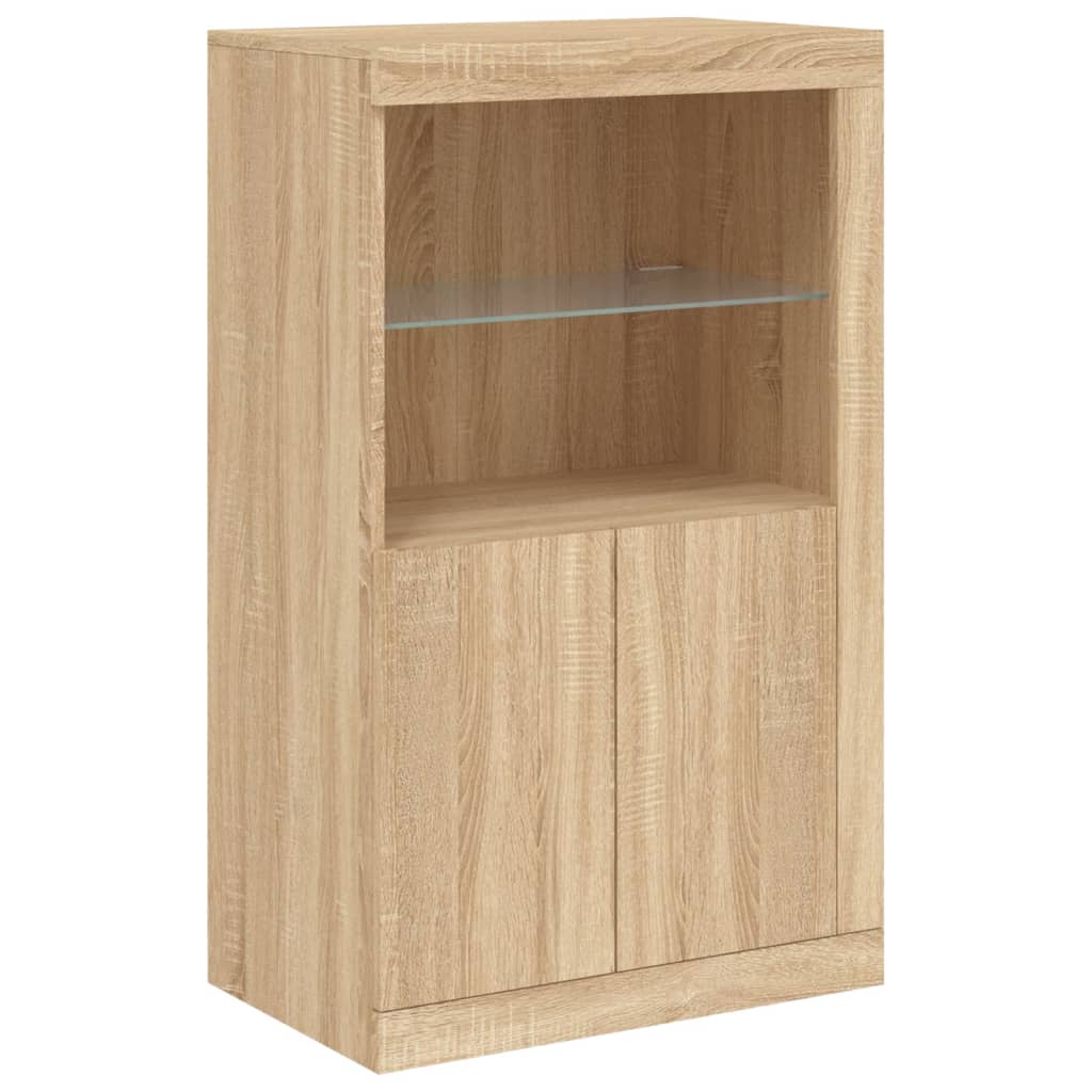Aparador com luzes LED 162x37x100 cm carvalho sonoma - Image 9