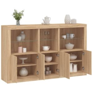 Aparador com luzes LED 162x37x100 cm carvalho sonoma