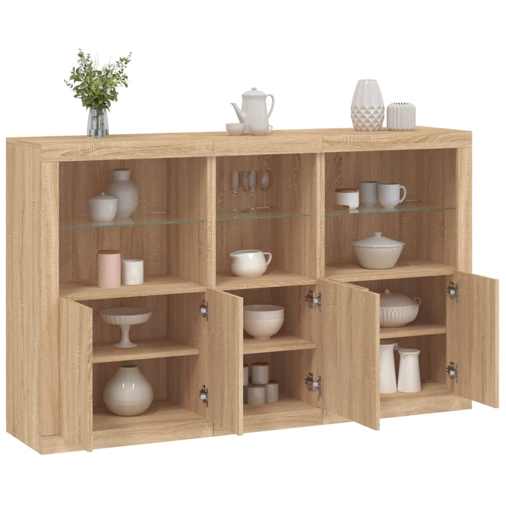 Aparador com luzes LED 162x37x100 cm carvalho sonoma