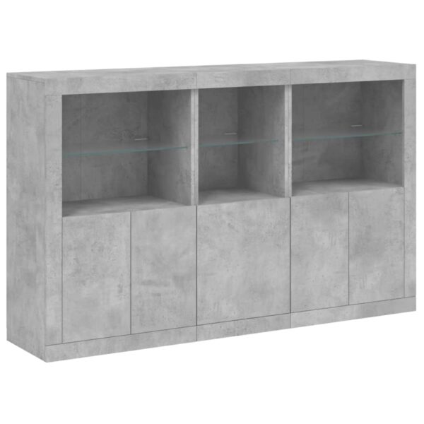 Aparador com luzes LED 162x37x100 cm cinzento cimento - Image 2