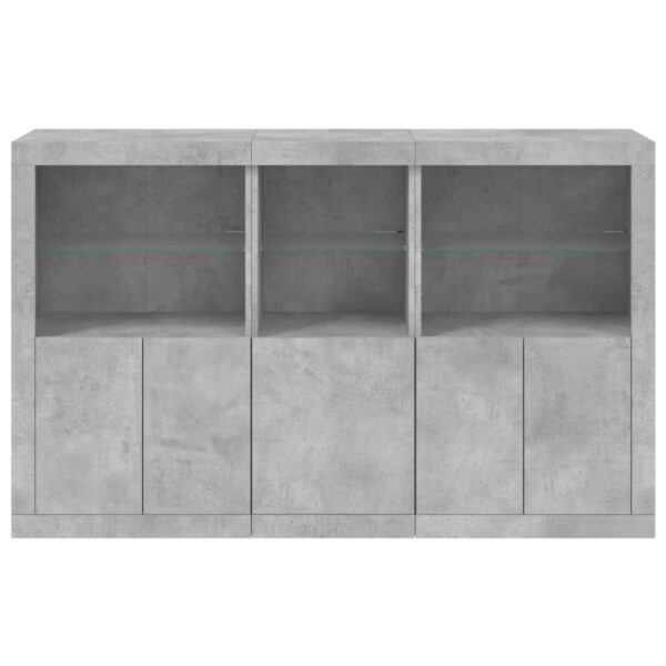 Aparador com luzes LED 162x37x100 cm cinzento cimento - Image 5