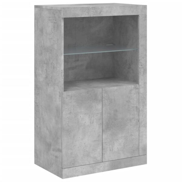 Aparador com luzes LED 162x37x100 cm cinzento cimento - Image 9