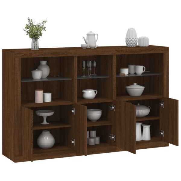 Aparador com luzes LED 162x37x100 cm carvalho castanho