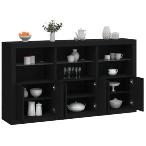 Aparador com luzes LED 181,5x37x100 cm preto