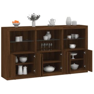 Aparador com luzes LED 181,5x37x100 cm carvalho castanho