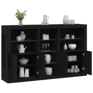 Aparador com luzes LED 162x37x100 cm preto