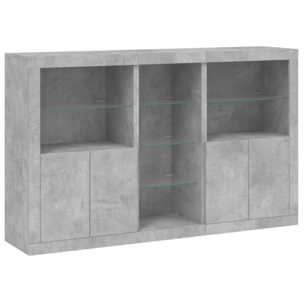 Aparador com luzes LED 162x37x100 cm cinzento cimento - Image 2