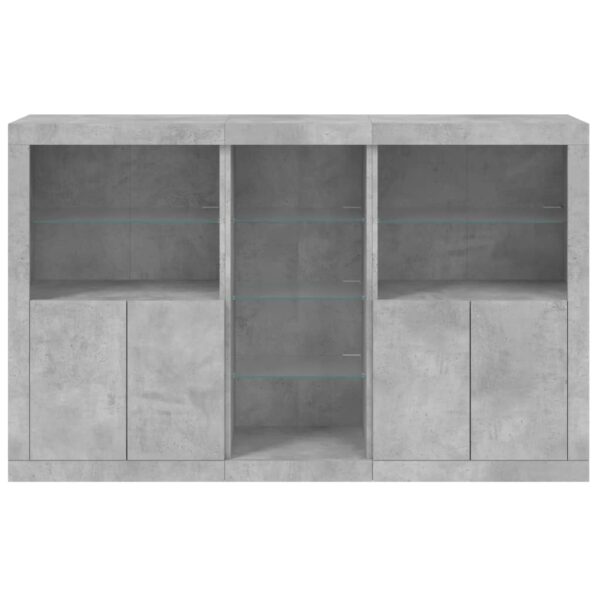 Aparador com luzes LED 162x37x100 cm cinzento cimento - Image 5