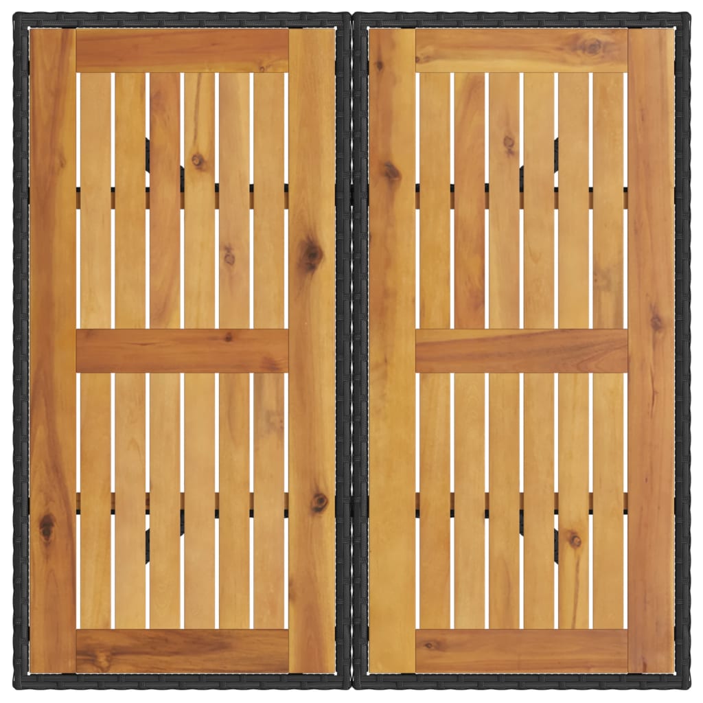 Mesa de jardim com tampo em acácia 80x80x75 cm vime PE preto - Image 6