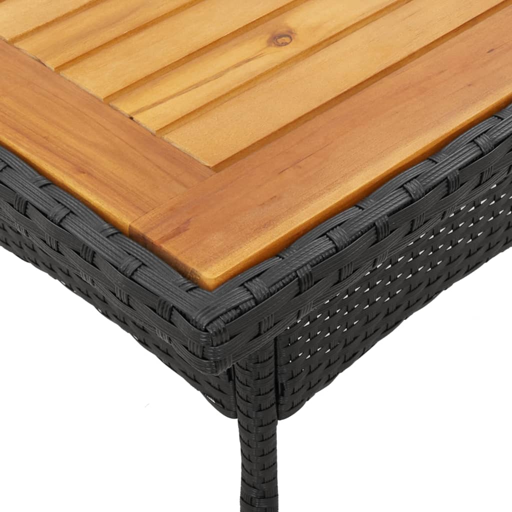 Mesa de jardim com tampo em acácia 80x80x75 cm vime PE preto - Image 7