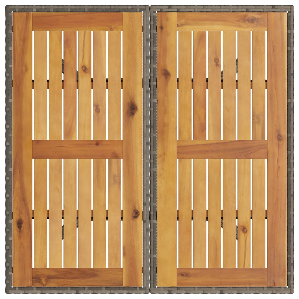 Mesa de jardim com tampo em acácia 80x80x75 cm vime PE cinza - Image 6