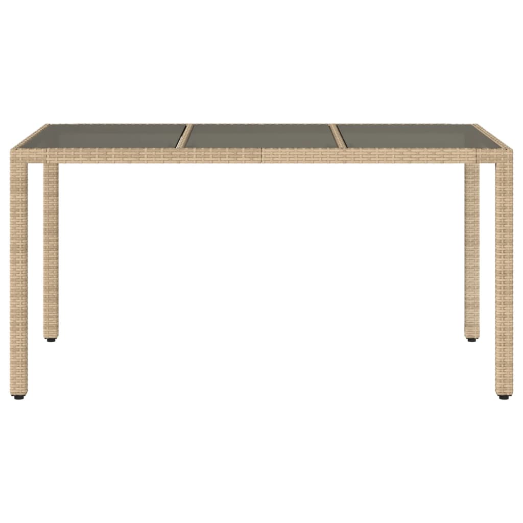 Mesa de jardim com tampo de vidro 150x90x75 cm vime PE bege - Image 3