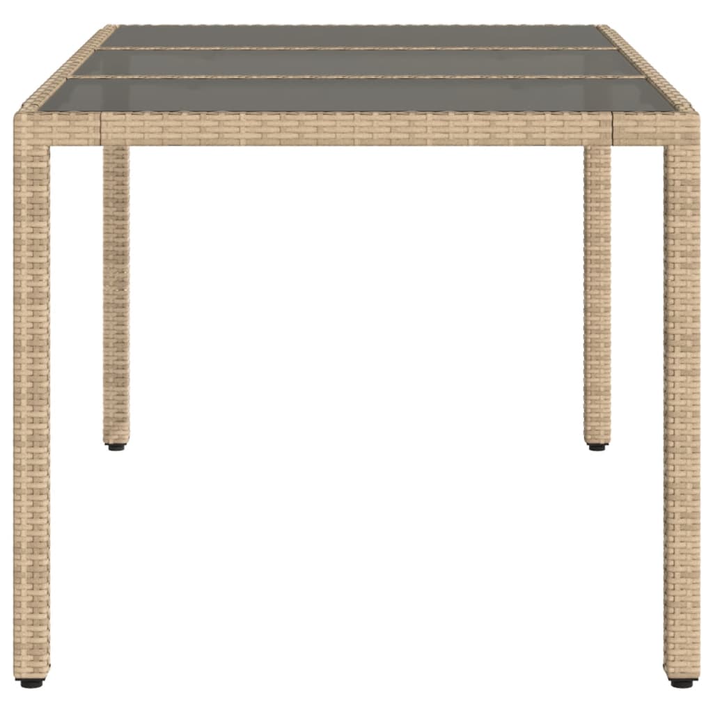 Mesa de jardim com tampo de vidro 150x90x75 cm vime PE bege - Image 4