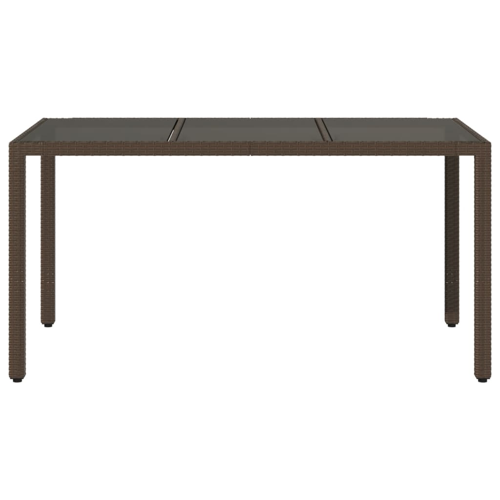 Mesa de jardim com tampo de vidro 150x90x75 cm vime PE castanho - Image 3