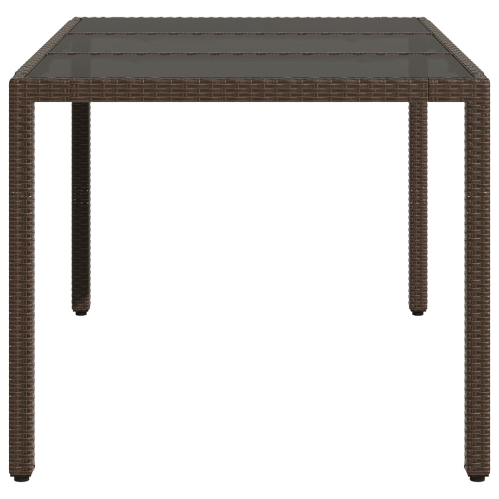Mesa de jardim com tampo de vidro 150x90x75 cm vime PE castanho - Image 4