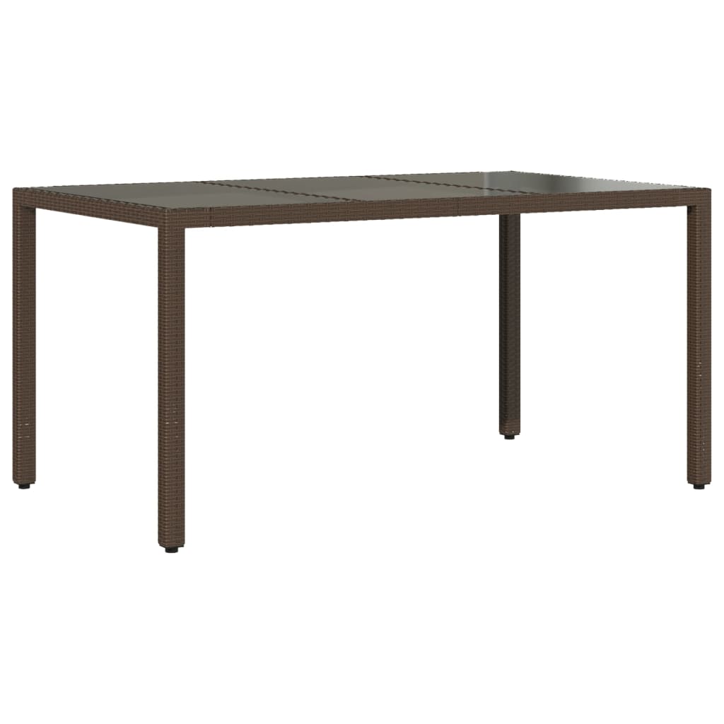 Mesa de jardim com tampo de vidro 150x90x75 cm vime PE castanho - Image 5