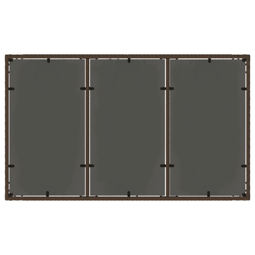 Mesa de jardim com tampo de vidro 150x90x75 cm vime PE castanho - Image 6