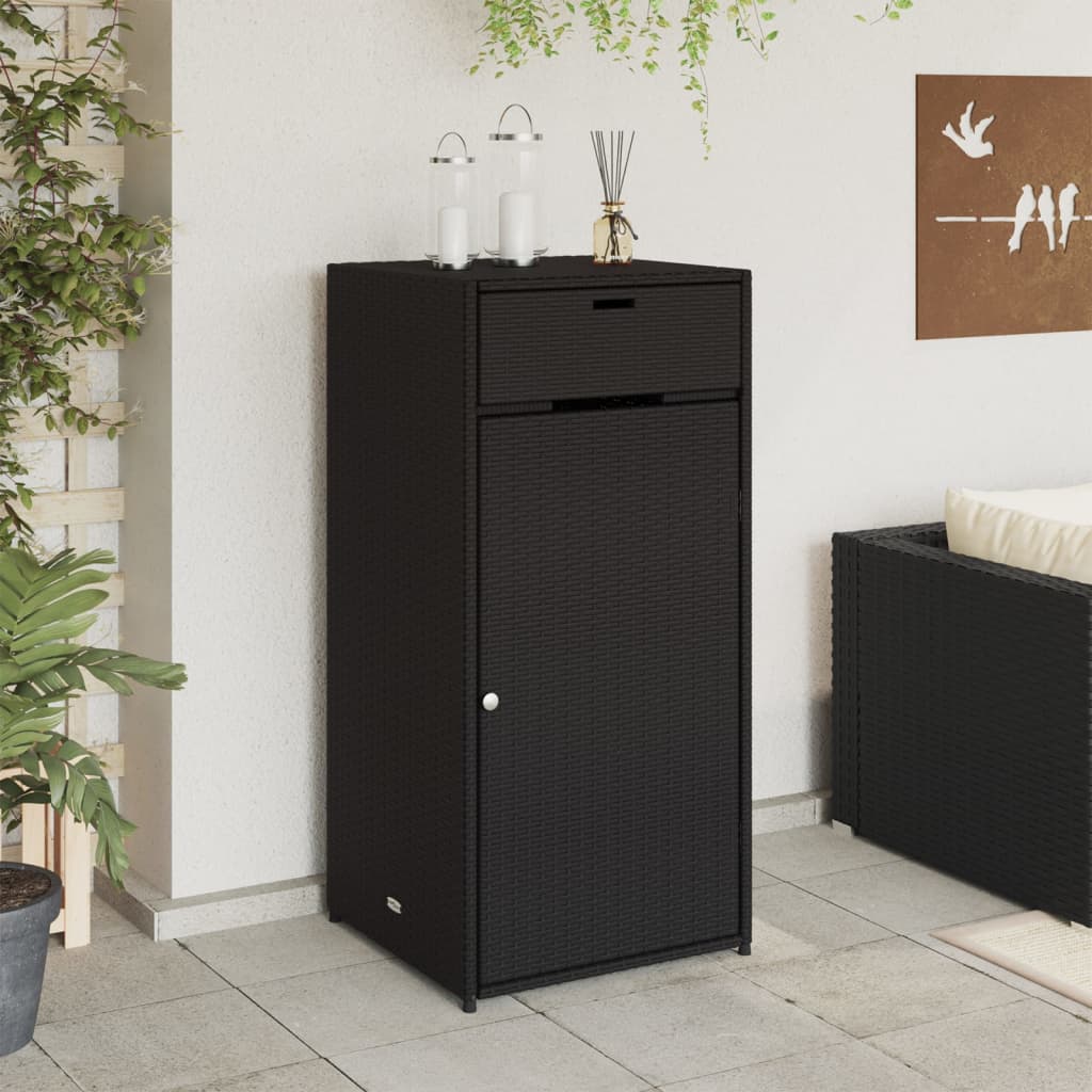 Armário de arrumação para jardim 55x55x111 cm vime PE preto - Image 2