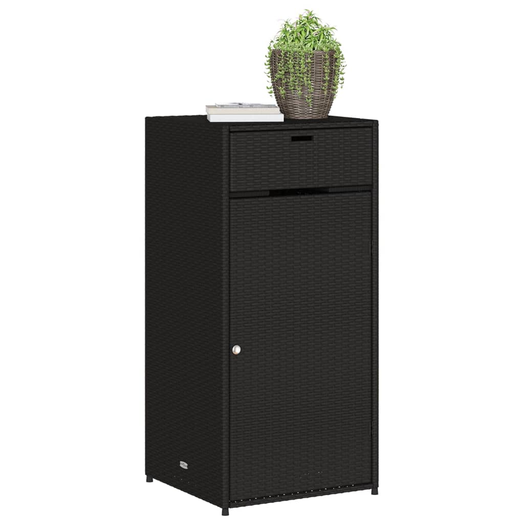 Armário de arrumação para jardim 55x55x111 cm vime PE preto - Image 3