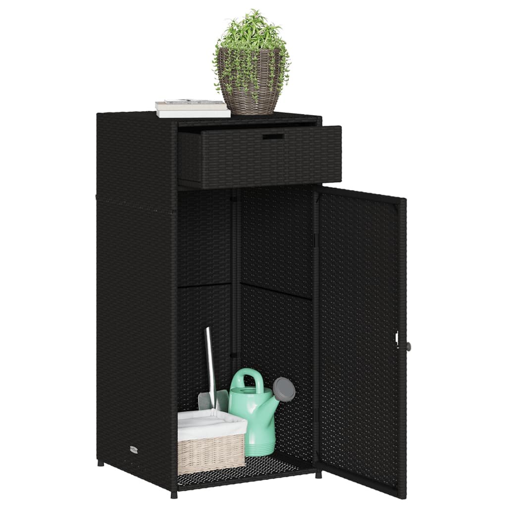 Armário de arrumação para jardim 55x55x111 cm vime PE preto - Image 4