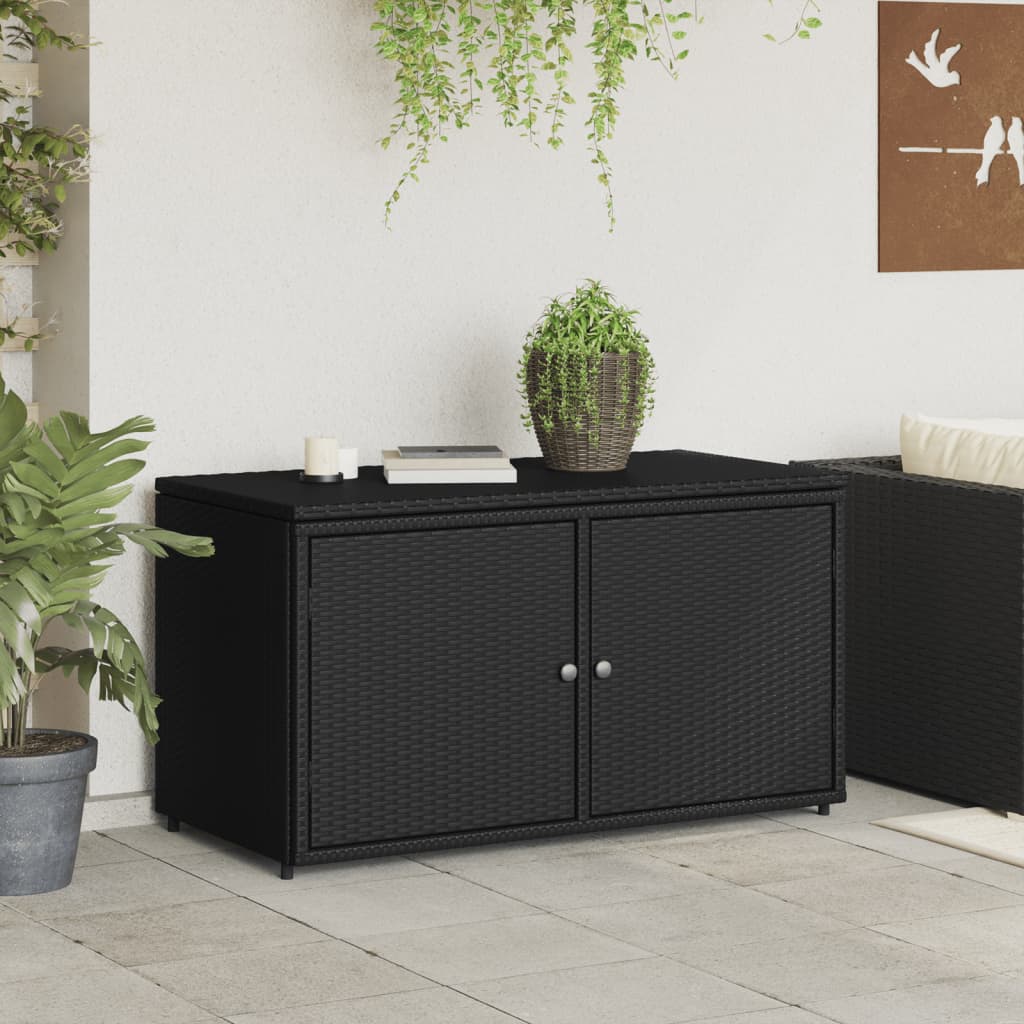 Armário de arrumação para jardim 110x55x60,5 cm vime PE preto - Image 2