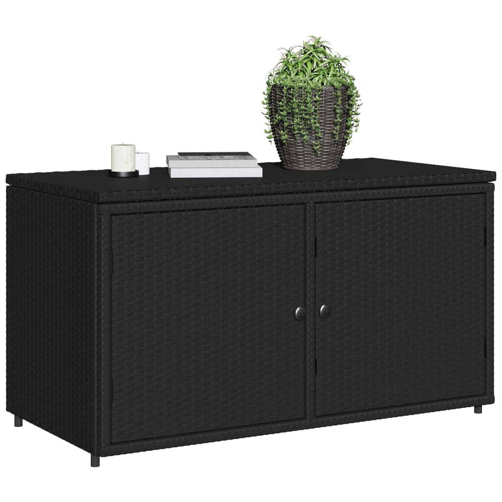Armário de arrumação para jardim 110x55x60,5 cm vime PE preto - Image 3