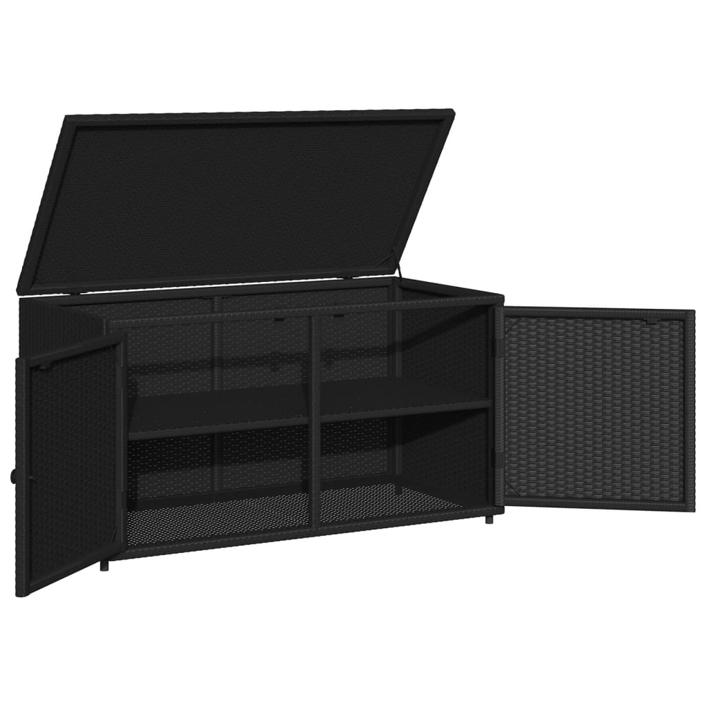 Armário de arrumação para jardim 110x55x60,5 cm vime PE preto - Image 5