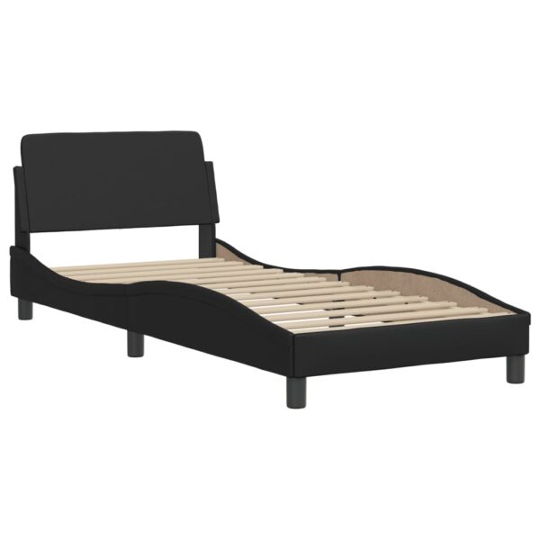 Estrutura de cama c/ cabeceira couro artificial 80x200 cm preto - Image 2