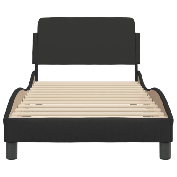 Estrutura de cama c/ cabeceira couro artificial 80x200 cm preto - Image 3