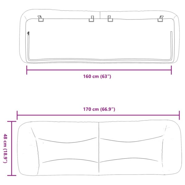 Almofadão de cabeceira 160 cm tecido cinzento-acastanhado - Image 9