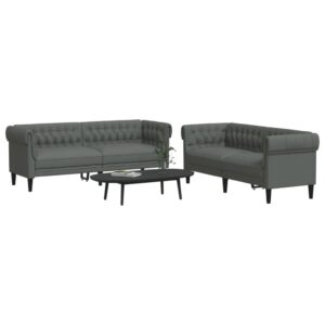 2 pcs conjunto de sofás tecido cinzento-escuro