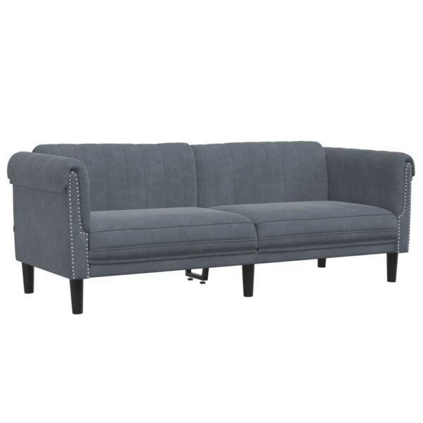 3 pcs conjunto de sofás veludo cinzento-escuro - Image 4