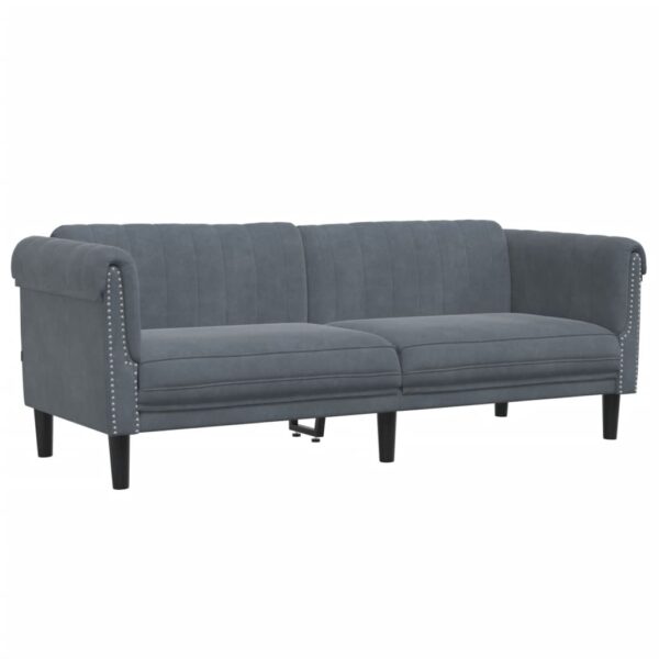 3 pcs conjunto de sofás veludo cinzento-escuro - Image 5